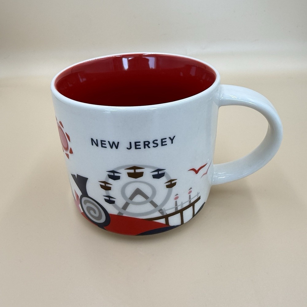 Starbucks New Jersey You Are Here 2015 Collection Red Interior 14oz Coffee Mug